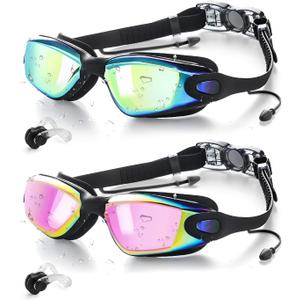 Victoper Swim Goggles 2 Pack, Anti Fog&UV Swimming Goggles for Audlt, No Leaking Swim Glasses for Men Women Youth