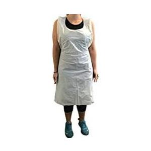 KingSeal Disposable Poly Aprons, 24 by 42 inches, 0.8 mils thick, Individually Packed, White, Bib Style