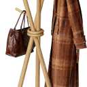 VICITON Wooden Coat Rack, Tripod Coat Tree Freestanding with 3 Hooks for Clothes, Hats and Handbags, Coat Hanger Stand for Bedroom, Living Room, Entryway (Light)
