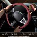 Aimato Nappa Leather Steering Wheel Cover, Ultra-Thin Car Steering Wheel Cover,Comfortable & Breathable Microfiber,Universal Fit for Most Cars,Wine Red