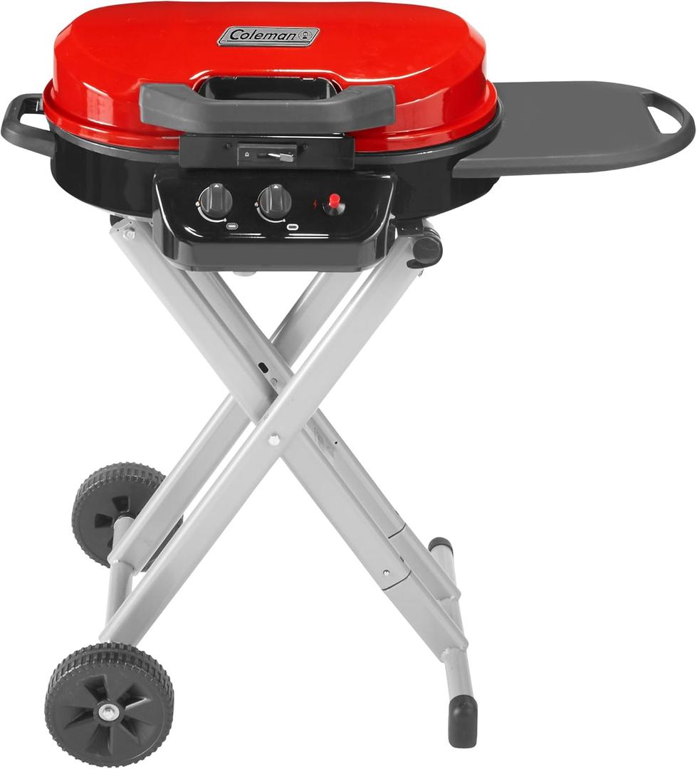 Coleman RoadTrip 225 Portable Propane Grill, 2-Burner Gas Grill with Matchless Ignition & Adjustable Temperature Control, 11,000 BTUs of Power for Grilling, Tailgating, Camping, BBQ, & More (Red)