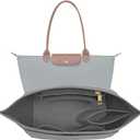 Felt Purse Organizer Insert for Longchamp Le Pliage M Handbag Insert (Light Grey, Medium)