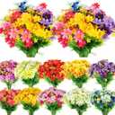 Zeyune 100 Bundles Faux Daisy Flowers 12'' High Faux Silk Daisy Colorful Flowers Outdoor UV Resistant Fake Foliage Greenery Plants for DIY Home Garden Wedding Office Party Decor