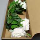 DUYONE White 4pcs Fake Flowers for Decoration Home Decor Artificial Flowers Austin Rose Peony Latex Fake Flower Living Room Decoration Vivid Pink Roses Peonies(White 4pcs) (White 4pc(not Include Vases))