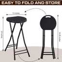 Suzile 2 Pcs 24 Inch Tall Folding Chair Portable Plastic Stool Chair Heavy Duty Foldable Bar Stools with Handle for Adults Kitchen Counter Room Home Camping Indoor Outdoor, 300lbs Capacity (Black)