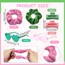 18PCS Witch Scrunchies Hairpin Sunglasses Pink and Green Cute Square Hair Clip Claws Sunglasses Accessories Hair Tie for Princess Witch Party Gifts