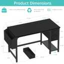 Lufeiya Gaming Desk with Fabric Drawers, 47 Inch Computer Desk for Home Office, Modern Simple Study Writing Table PC Desks for Bedroom, Black