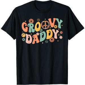 Groovy Daddy Birthday Party Peace Sign Dad 60s 70s Hippie T-Shirt