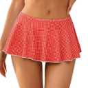 ZAFUL Women's Mini Swim Skirt Ruffle Gingham Bikini Bottom Cute Flowy Low Rise Swim Bottoms Swimsuit (Red, M)