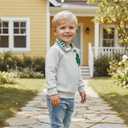 Toddler Boy Girl Christmas Outfit Quarter Zip Sweatshirt with Plaid Collar Shirt Pullover Top (3-4T, C1 Green Shamrock)