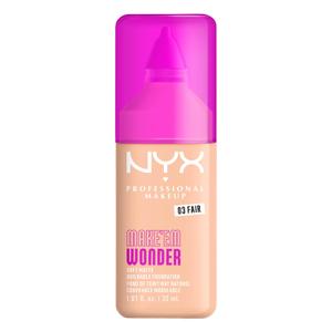 NYX PROFESSIONAL MAKEUP Make 'Em Wonder Liquid Foundation, 24HR Foundation Makeup With A Soft Matte Finish, Buildable Full Coverage - 03 Fair