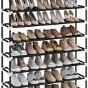 SONGMICS Shoe Rack, 10-Tier Shoe Shelf, Shoe Storage Organizer, 11.4 x 39.4 x 68.9 Inches, Metal Frame, Non-Woven Fabric Shelves, for Entryway, Bedroom, Black ULSH11H