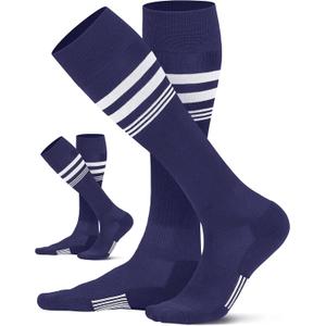 CS CELERSPORT 2/3 Pairs Soccer Softball Socks for Youth Kids, Men and Women Multi-sport Socks (X-Small, Navy Blue(2 Pack))
