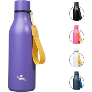 Insulated Water Bottle with Strap,18 oz Double Wall Stainless Steel Vacuum Bottles Metal Water Flask,Purple