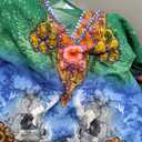 V-neck printed kaftan tunic or beach cover-up with embellished beadwork and floral/abstract patterns