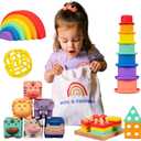 Mac & Friends 5-in-1 Montessori Toy Set Designed by Parents | Great Gift for Baby Shower, New Sibling or Birthday Party | Educational Soft Sensory Toys for 0 Months to 3+ Years