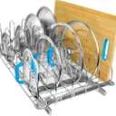 LYNK PROFESSIONAL Pull Out Pot Lid and Cookie Sheet Organizer Rack for Cabinet - Sliding Kitchen Organizers Pans, Lids, and Tray Storage - 14W x 21D, Extra-Large, Chrome