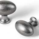 Goo-Ki 1.2 Inch(36MM) Oval Antique Silver Drawer Knobs, Retro Zinc Alloy for Cabinet Knobs for Dresser,6 Packed