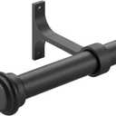 Curtain Rods for Windows 28 to 48 Inch, Heavy Duty 1 Inch Diameter Single Curtain Rods, Matte Black Drapery Rods with Aluminum Alloy End Cap Finials, Wall Mount and Ceiling Mount Curtain Rods