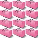VELVETSURE 12 Pack Heavy Duty Large Moving Bags W/Backpack Straps - Strong Handles & Zippers, Storage Totes For Space Saving, Fold Flat, Alternative to Moving Box and Storage Bin, Pink