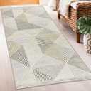 ReaLife Rugs Machine Washable Area Rug Runner - Living Room Bedroom Bathroom Kitchen Entryway Office - Padded Low Pile Stain Resistant Premium - Modern Geometric Contemporary - Miles - Beige 2'6"x8'