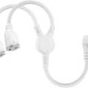 KUNCAN Power Y-Splitter Extension Cord - 1FT 16AWG 2-Outlet Splitter Extension Cord, 3 Prong 90-Degree Angled Plug NEMA 5-15P to NEMA 5-15R x2, 1 to 2 Way Extension Cable, 125V 13A 1625W, White 1-Pack
