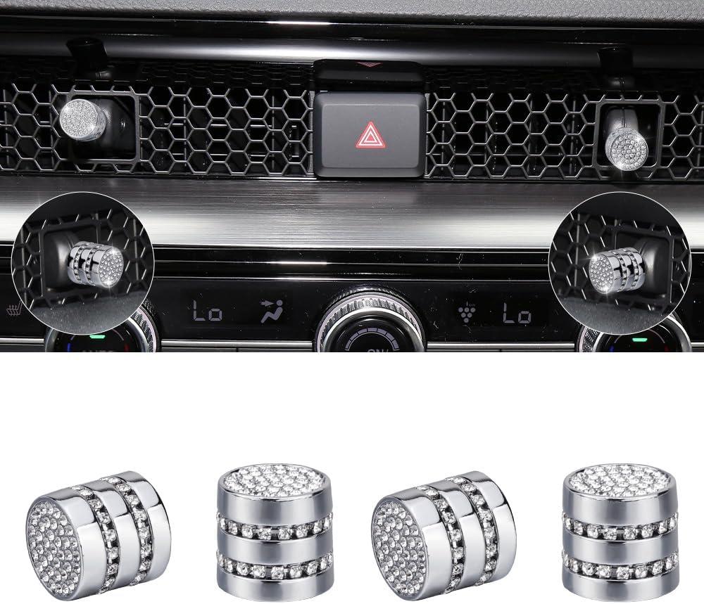 LECART Bling Car Accessories Fit for Honda Civic 11th Gen 2022 2023 2024 2025 Air Vent Knob Covers Glitter Auto Interior Decoration Trims Metal Decal Cover Stickers 4 Pcs