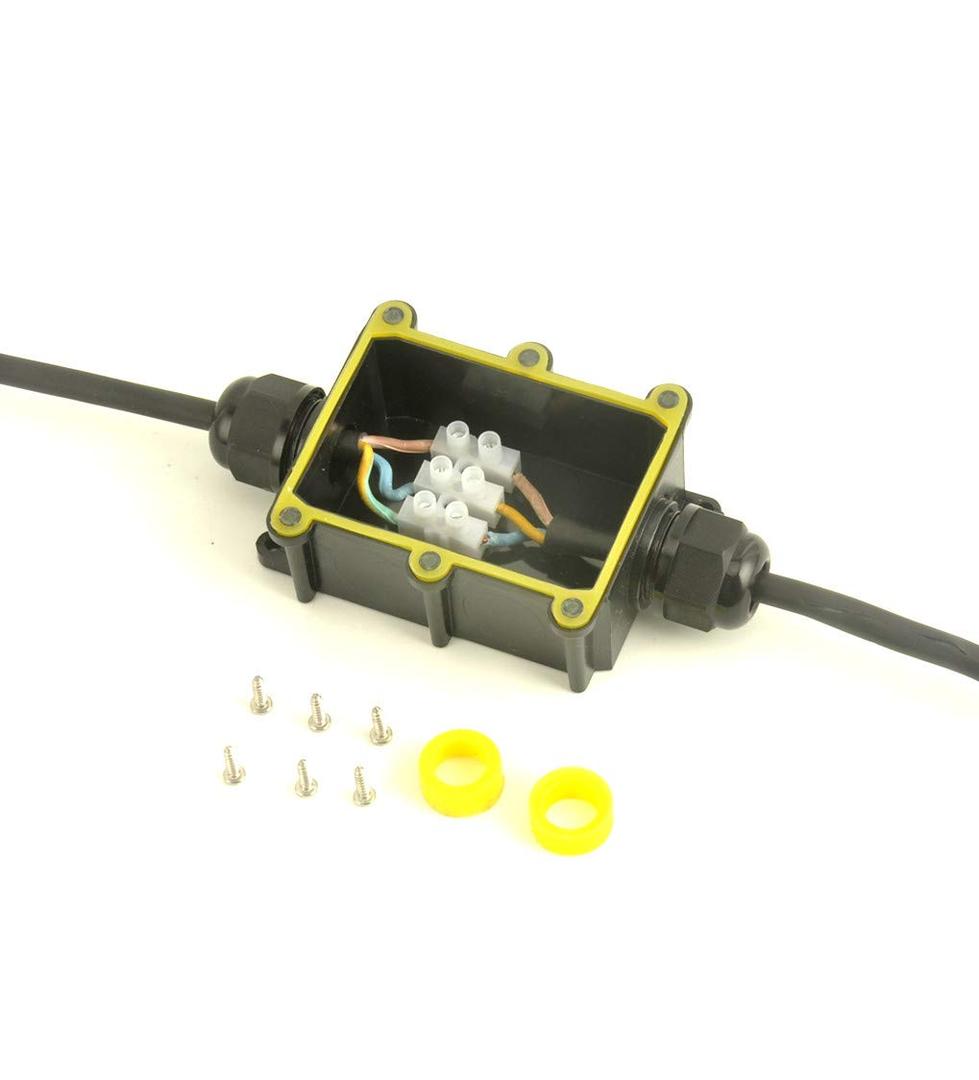 Junction Box Waterproof,Outdoor Junction Box, Waterproof Electrical Junction Box, IP68, 2 Way M20 coaxial Cable Connector Wire Range from 4 to 12mm, Black,