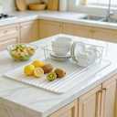 Stone Bath Mat Diatomaceous Earth Shower Mat Non-Slip Ultra Absorbent Durable Stone Mats for Bathroom/Kitchen Fast-Drying Modern Design Easy to Clean (24''*16'' White), 23.6" x 15.4"