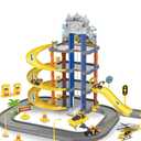 Kids Play Set 4 Floors Diy Assemble Plastic Garage Sliding Track Parking Lot Engineering Car Track Toys