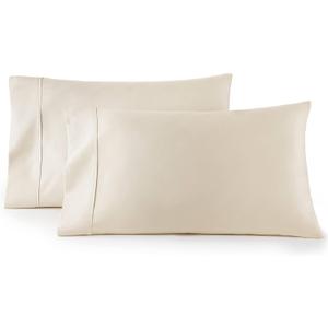 HC Collection Pillow Cases Standard Size/Queen Size Set of 2- Microfiber, Extra Soft Pillowcases - Easy Care & Machine Washable - Cream