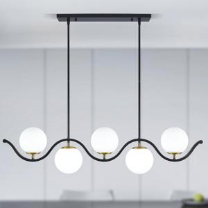 42" Kitchen Island Lighting Dining Room Light Fixture 5-Light Black Gold Glass Globe Chandeliers Modern Pendant Light Fixtures for Living Room Dining (bend rod - 5 light)