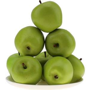Gresorth 6pcs High Grade 7cm Size Fake Green Apple Decoration Artificial Realistic Fruit Simulation for Home Party Christmas Display