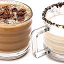 Stackable Coffee Cup Set, Fully Tempered Coffee Mug With Handle, Tea Cup Set, Cappuccino Cup, Ribbed Glassware, Vintage Glass Coffee Mugs, Turkish Coffee Cup Set (250cc/8.5oz) 2PACK