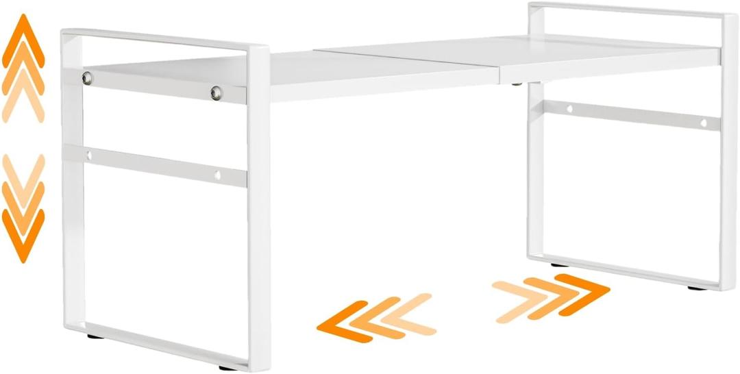 Expandable Cabinet Shelf Organizer Riser for Kitchen Pantry Cupboard Under Sink Countertop,kitchen cabinet shelf (white)