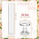 Teenyyou 24 Set Glass Hurricane Candle Holders 12.6" Open Ended Glass Candleholder Tube Shape Bottomless and 2.2" Taper Clear Candlestick Holders for Wedding Party Table Centerpiece