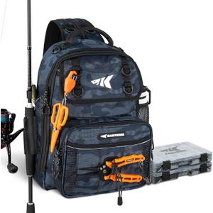 KastKing BaitSpace Fishing Sling Bag, Fishing Backpack with Rod & Beverage Holder, Tackle Bag for Fishing Gear