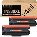 V4ink Compatible TN830XL Toner Cartridge Ink for Brother HL-L2460DW Printer Replacement for TN830XL TN830 TN-830 Toner Set for DCP-L2640DW HL-L2405W HL-L2400D MFC-L2820DW HL-L2480DW Printer (2 Black)