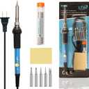 LDK Soldering Iron Kit Electric 60W 110V Adjustable Temperature Soldering Gun Welding Tools, 5pcs Soldering Iron Replacement Tips, Sponge and Solder Wire