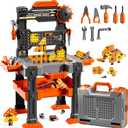 Kids Tools Toy Sets, 2 in 1 Workbench Toys and Pretend Play Toolbox | Construction Mechanic Set with Sound, Educational Birthday Gift for Toddlers Boys Girls Ages 3-5 6-8, Medium