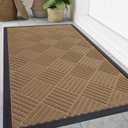 Smiry Front Door Mat Outside Entrance, Heavy Duty Outdoor Indoor Mat, Natural Rubber Doormat, Non Slip, Trap Dirt and Moisture, Easy Clean, Low Profile Patio Porch Entryway Mat, 59x35, Coffee