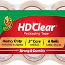 Duck HD Clear Packing Tape - 6 Rolls, 328 Yards Heavy Duty Packaging for Shipping, Mailing, Moving & Storage Clear, Strong Refills Boxes 1.88 In. x 54.6 Yd. (441962)