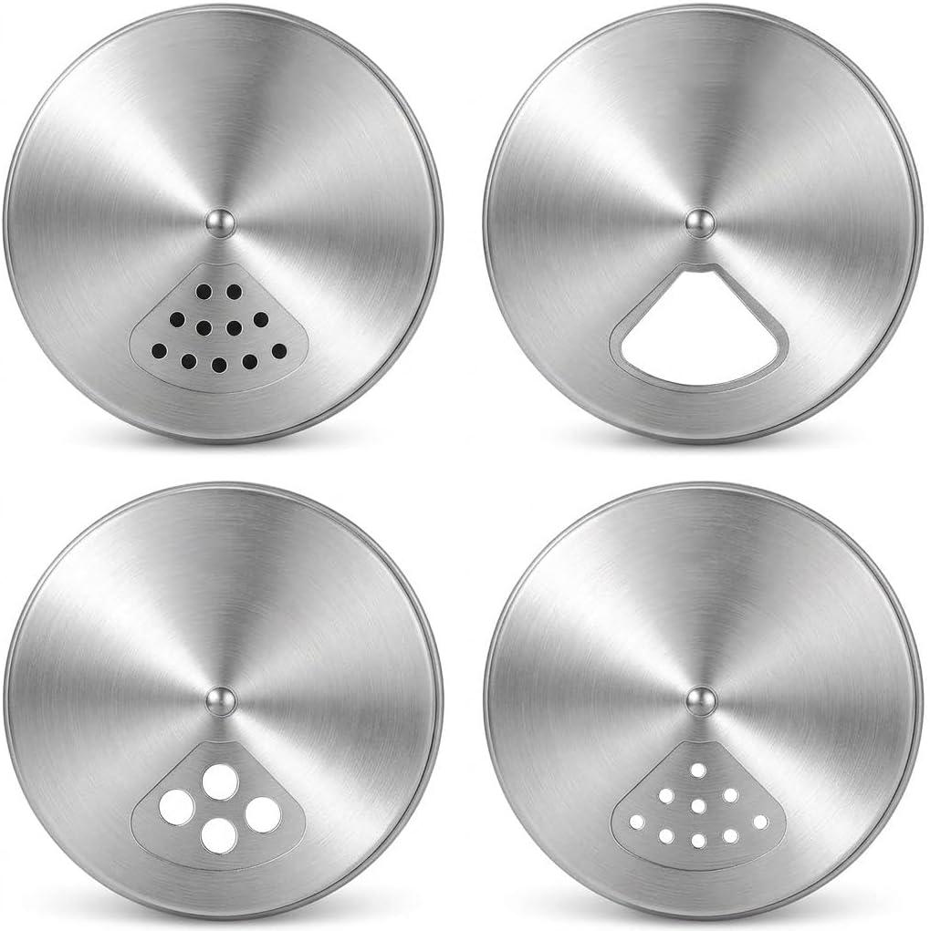 Stainless Steel Adjustable Spice Lid for Regular Mouth Mason Jar（4pcs）