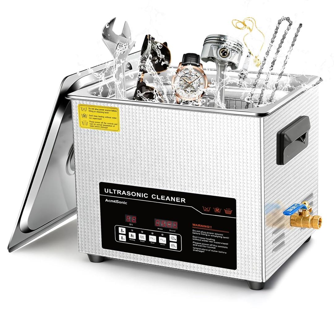 Ultrasonic Cleaner 10L Dual-Frequency Professional Digital Stainless Steel Cleaning Machine with Heater Timer for Denture, Coins, Small Metal Parts, Circuit Board, Lab Tools, etc