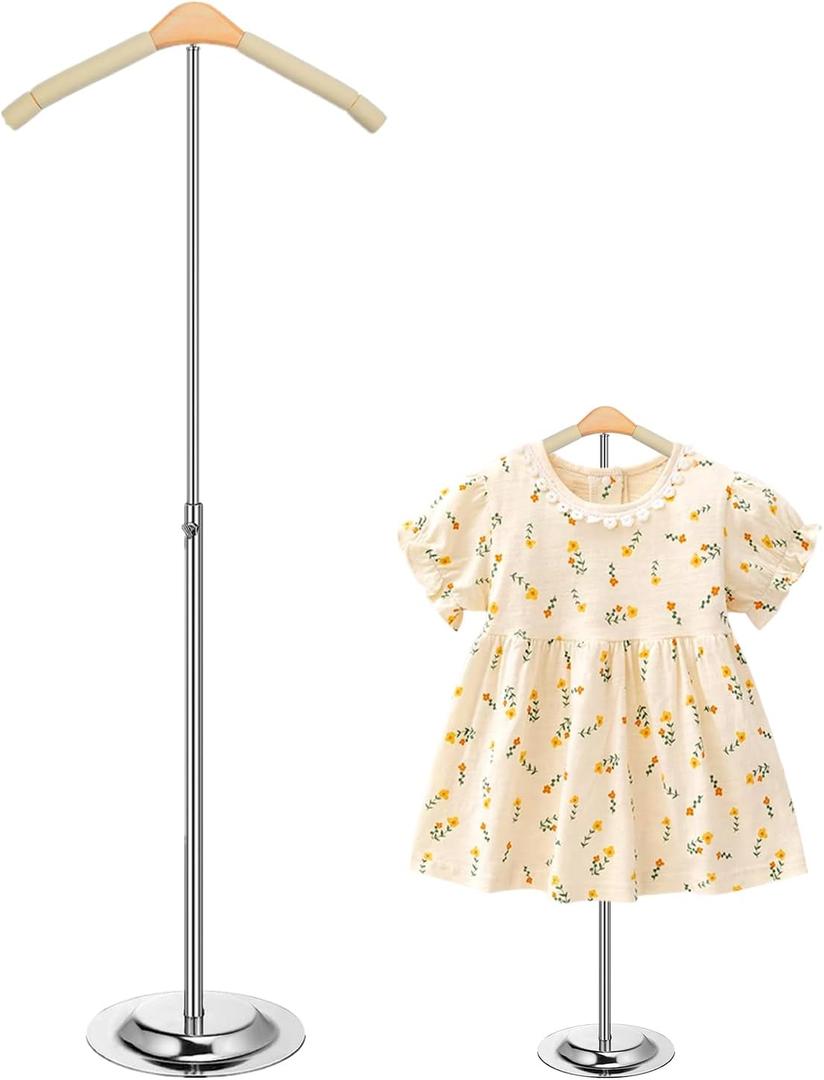 Huaerle T Shirt Display Stand for Child Adjustable Clothes Rack Flexible Shoulder Stand Portable Clothes Hanger Clothing Hanging Rack for Garment Coat Retail Vendor, Height 1627.9In