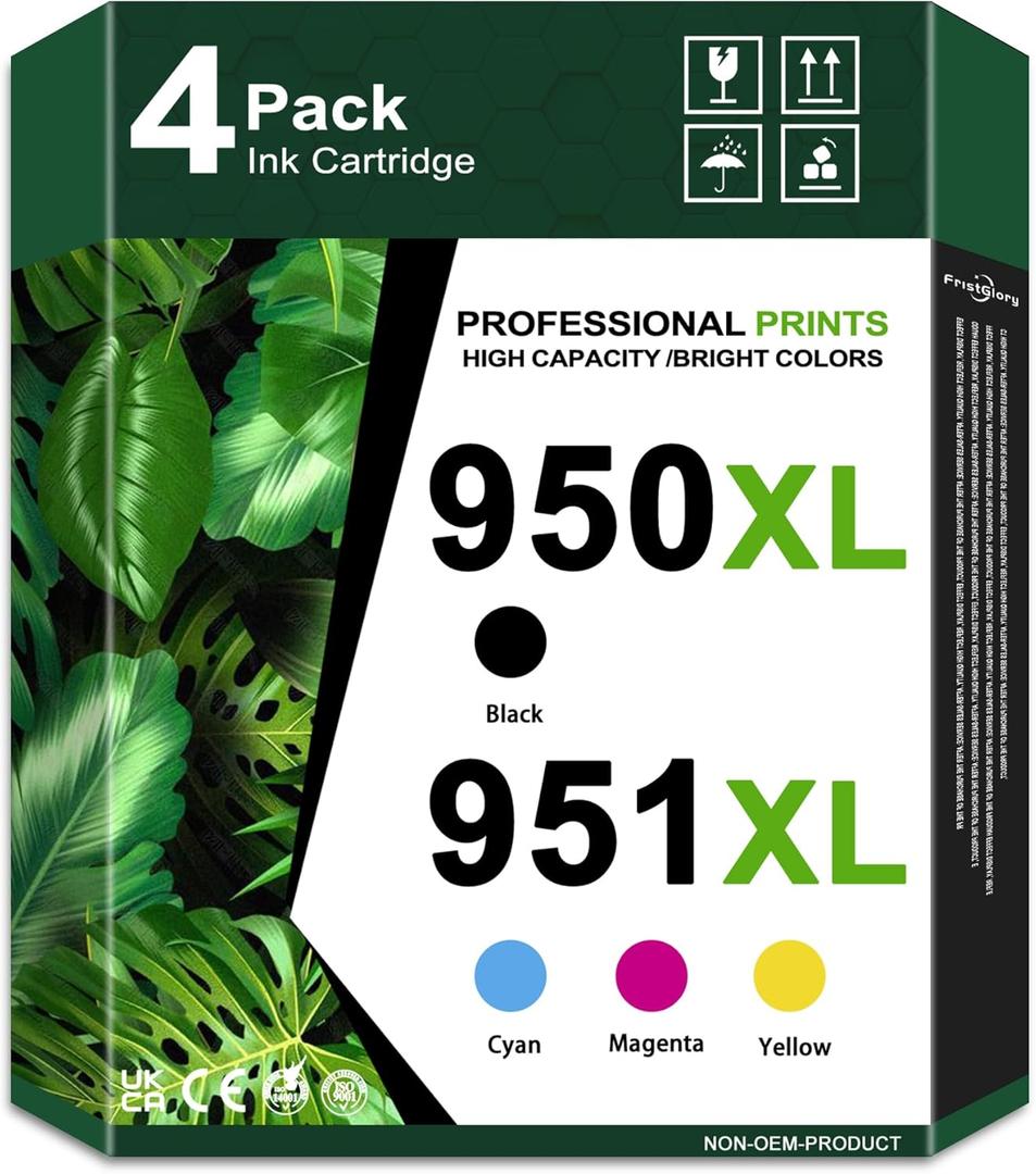 950XL 951XL Ink Cartridges Combo Pack - High Capacity Replacement for HP 950/951, Compatible with Office Jet Pro 8600 8660 8640 8110 276DW 251DW 271DW Printers | Office & Home Use