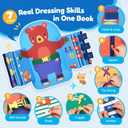 JoyCat Dressing Busy Book for Toddlers 2-4, Montessori Toy with 7 Real Dressing Skills, Fine Motor Skills Toy, Travel Toys for Toddlers, Sensory Life Skills Preschool Learning Gift