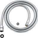 Kitchen 59-Inch or 150CM Pull Down Sink Faucet Replacement Pull-Out Spray Head Hose Stainless Steel (Electroplating, 1.5 meters)