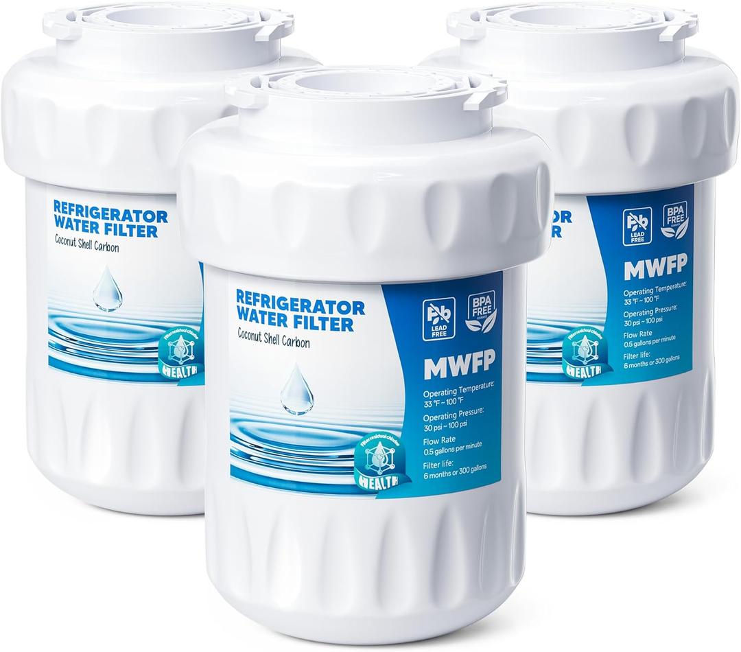 RWF0600A Water Filter, Fit for MWF GE Water Filter, GE MWF, SmartWater MWFP, MWFA, GWF, HDX FMG-1, WFC1201, RWF1060, 197D6321P006, Kenmore 9991, 3packs By AVXBYR