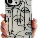 LOLAGIGI Case for iPhone 13, Cute Artistic Face Lines Print Kawaii Design Girly Aesthetic Cartoon Pattern for Women Girls Teens Soft TPU Phone Case, 6.1"